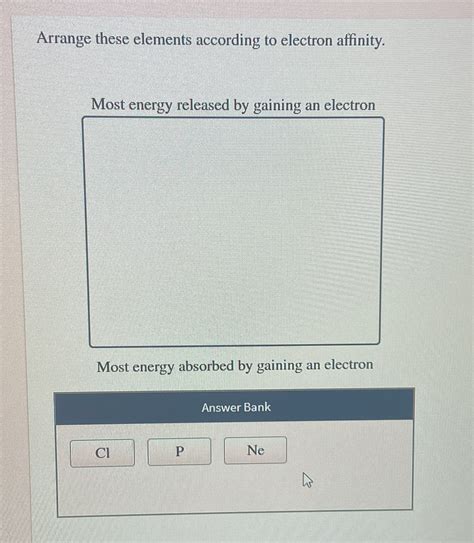 electron affinity trend|arrange these elements according to electron affinity.